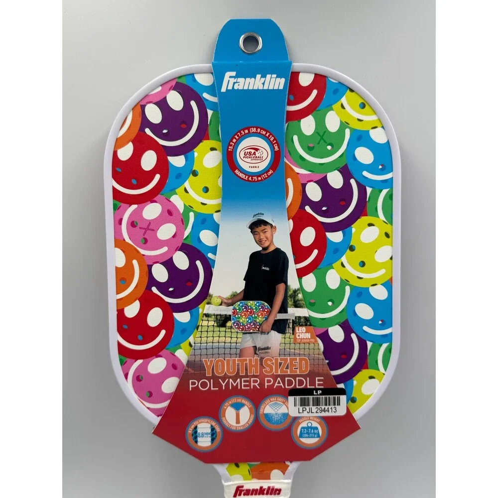 New Franklin Youth Pickleball Paddle Smiley Face Polymer Core Leo Chun Racquet